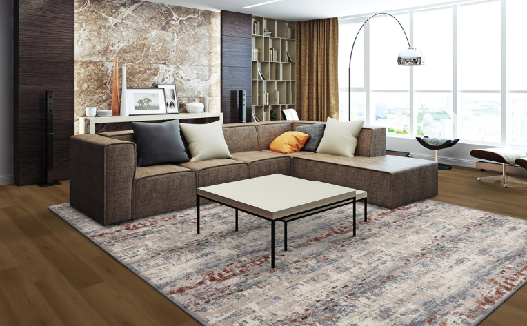 patterned area rug in living room